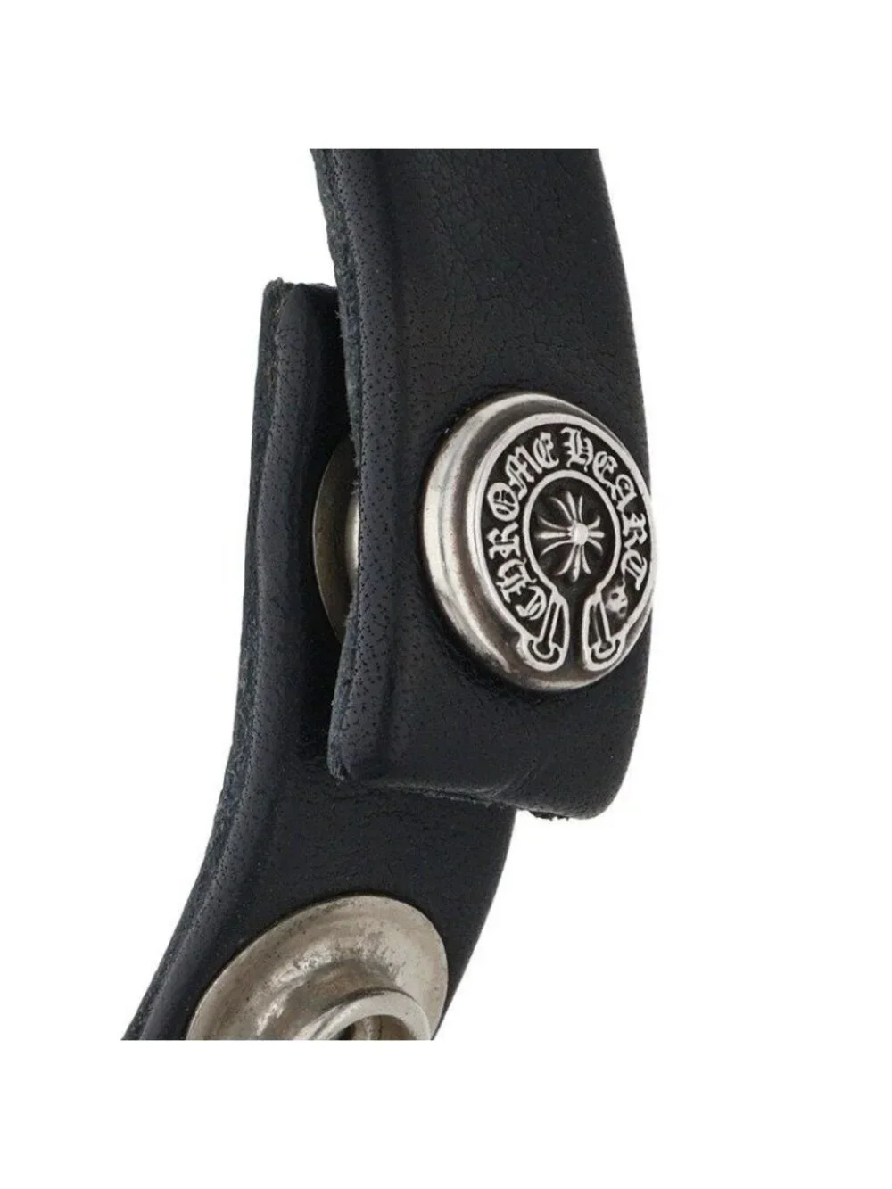 Chrome Hearts Single Spike 2 Snaps 1 Button Leather Bracelet